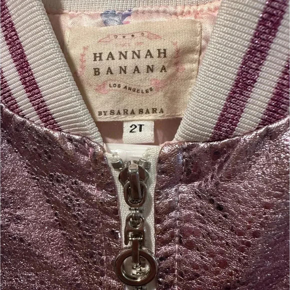 Hannah Banana Girl's Metallic Bomber Jacket w/ Sequin Cat Face - Picture 7 of 7